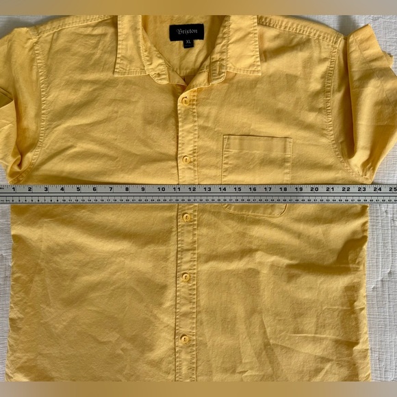 EUC Brixton Short Sleeve Garment-Dyed Cotton Button-Up Shirt – XL Mustard Yellow - Picture 10 of 12